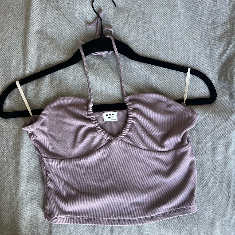 Aritzia Sunday Best Lilac Halter Top